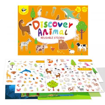 PJ013-1 REUSABLE STICKERS-DISCOVER ANIMALS 49700392